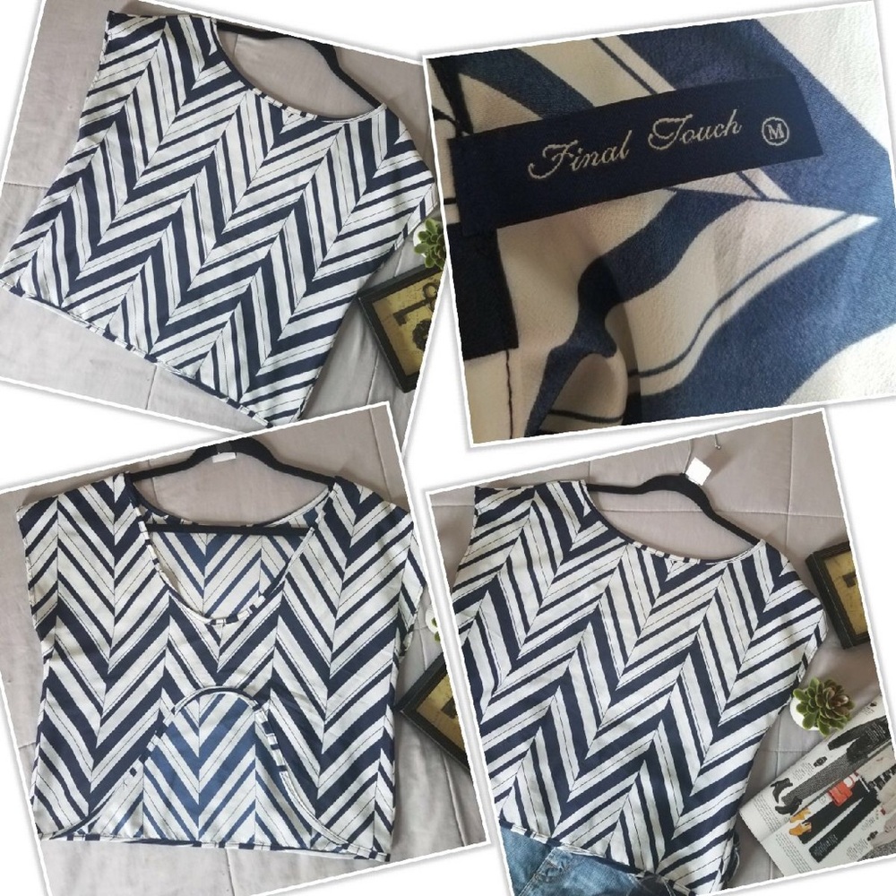FINAL TOUCH BLUE AND WHITE TOP SIZE M - Picture 4 of 7